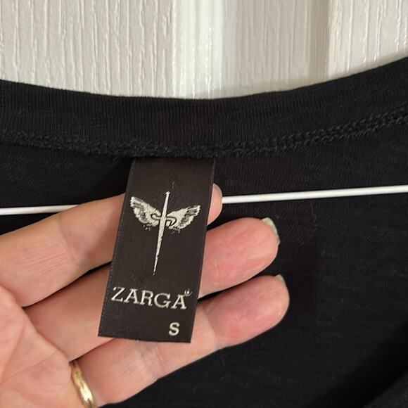 ZARGA women’s size small Black long sleeved long tailed top, with pearls. - Picture 7 of 10